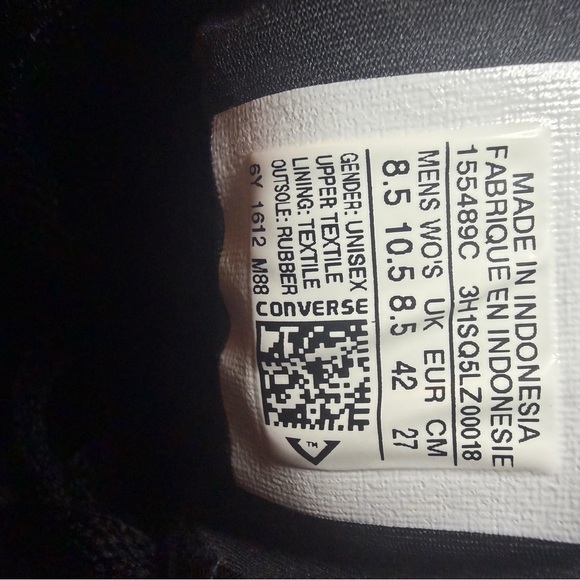 CONVERSE Chuck Taylor Black All Star Street Goth Mid-Top Sneaker Skateboard 8.5 - Picture 8 of 12